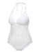 White 1930s Halter Backless Solid Swimsuit: 1930s Riviera elegance, reimagined for her