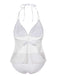 This White 1930s Halter Backless Solid Swimsuit carries 1930s vacation dreams in every stitch