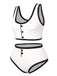 White 1930s Knit Contrast Swimsuit: 1930s Riviera elegance, reimagined for her