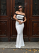 White 1930s Off-Shoulder Fishtail Dress - vintage dress, retro fashion, pure white