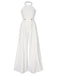 White 1930s Solid Chain Embellished Halter Jumpsuit, vintage romper, retro jumpsuit - perfect for women who love vintage and retro fashion