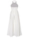White 1930s Solid Chain Embellished Halter Jumpsuit, vintage romper, retro jumpsuit - perfect for women who love vintage and retro fashion