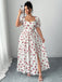[Plus Size] White 1940s Cherry Print Slit Maxi Dress - vintage dress, retro fashion for vintage lovers