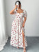 [Plus Size] White 1940s Cherry Print Slit Maxi Dress - vintage dress, retro fashion for vintage lovers