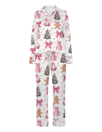 White 1940s Christmas Candy Canes Pajama Set - vintage fashion, retro style, pure white