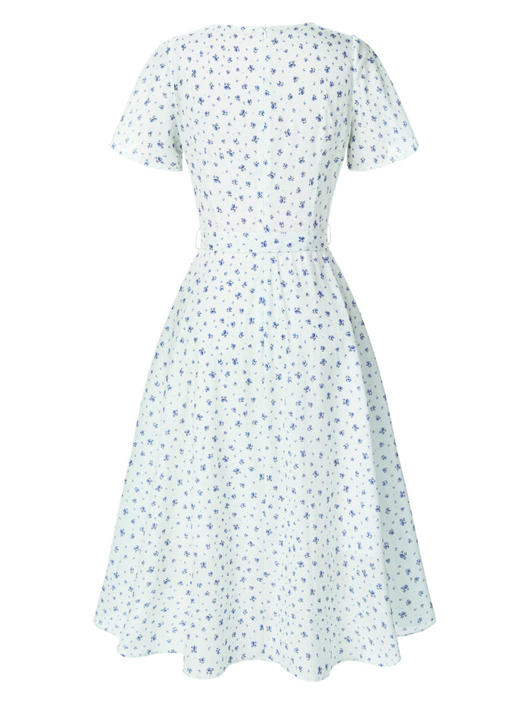 1940s Cotton Slanted Tie Floral | 1940s | vintage dress, retro fashion