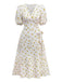 White 1940s Ditsy Floral Cotton Wrap Dress - vintage dress, retro fashion, pure white
