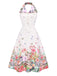 White 1940s Floral Lapel Patchwork Dress: where 1940s romance meets her modern spirit
