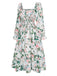 White 1940s Floral Pleated Belt Dress, vintage dress, retro fashion, floral print - perfect for women who love vintage and retro fashion