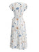 White 1940s Floral Print Flutter Sleeve V-Neck Wrap Dress, vintage dress, retro fashion, floral print - perfect for women who love vintage and retro fashion