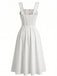 White 1940s Floral Ruffle Strap Square Neck Swing Dress - vintage dress, retro fashion, rockabilly, pin-up fashion for vintage lovers