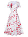 White 1940s Halloween Bloodstains V-Neck Dress, vintage dress, retro fashion - perfect for women who love vintage and retro fashion