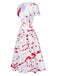 White 1940s Halloween Bloodstains V-Neck Dress, vintage dress, retro fashion - perfect for women who love vintage and retro fashion