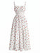 White 1940s Print Slit High Waist Midi Dress, vintage dress, retro fashion - perfect for women who love vintage and retro fashion