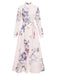 She slips into this White 1940s Shirt Collar Floral Belted Dress and suddenly it's a 1940s daydream