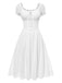 White 1940s Solid Cotton Embroidered Lace Dress, vintage dress, retro fashion, lace detail - perfect for women who love vintage and retro fashion