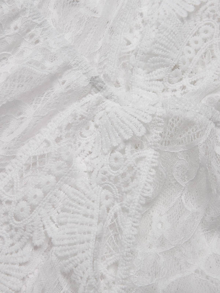 White 1940s Solid Lace Beach Cover Up - vintage fashion, retro style, pure white