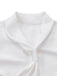 White 1940s Solid Tie Neck Satin Blouse - vintage fashion, retro style, pure white