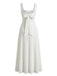 White 1940s Swiss Dot Square Neck Swing Dress 2