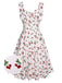 White 1950s Cherry Bow Sweetheart Neck Dress, vintage dress, retro fashion, rockabilly, pin-up fashion - perfect for women who love vintage and retro fashion
