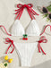 White 1950s Cherry Halter Tie-Side Ribbed Bikini Set - vintage swimsuit, pin-up swimwear for vintage lovers
