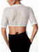 White 1950s Floral Lace V-Neck Crop Top - vintage fashion, retro style, pure white