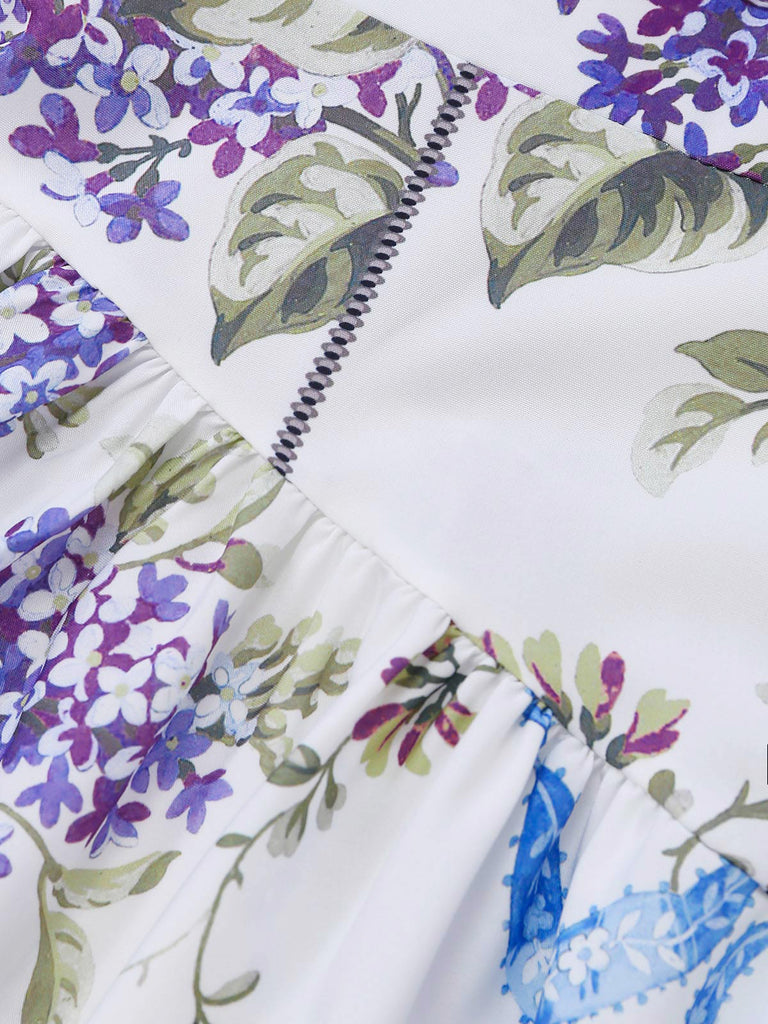White 1950s Floral Vintage Classic Top 4