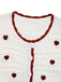 White 1950s Heart Contrast Knitted Cardigan - vintage fashion, retro style, pure white