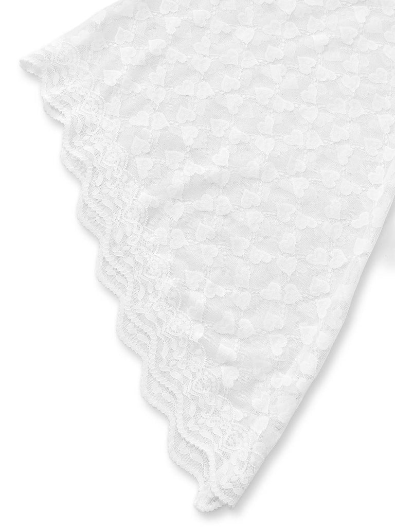 White 1950s Lace Sleepwear Classic Two Piece Set 4