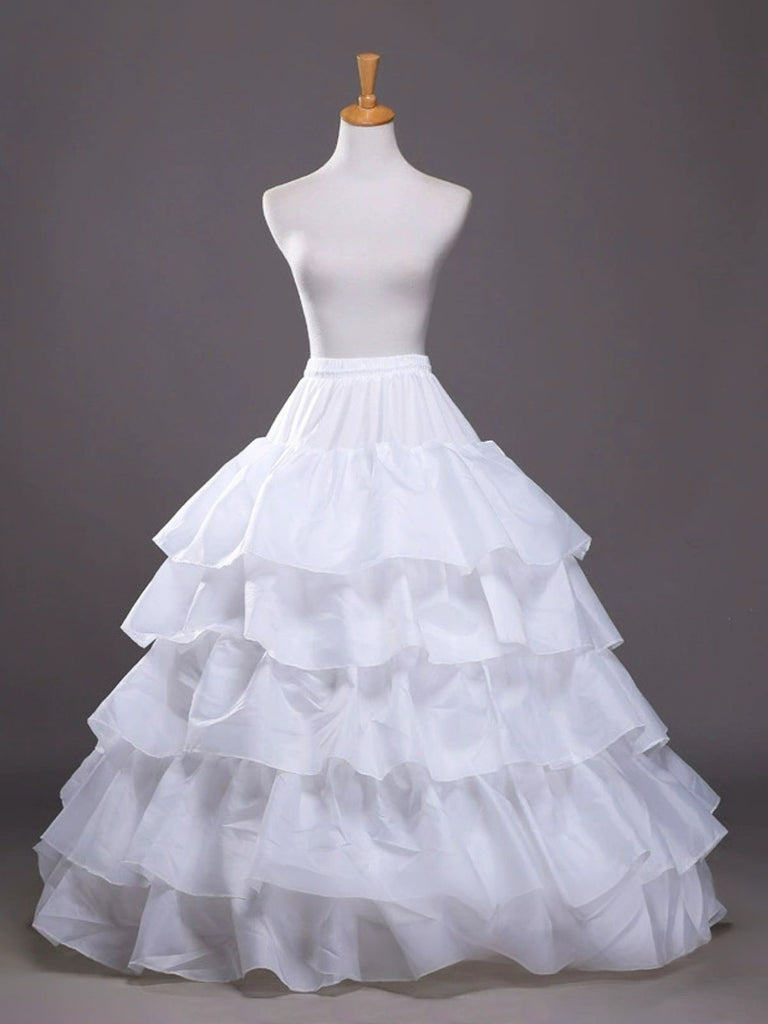 White 1950s Multi-Layered Ruffled Petticoat - vintage fashion, retro style, elegant red