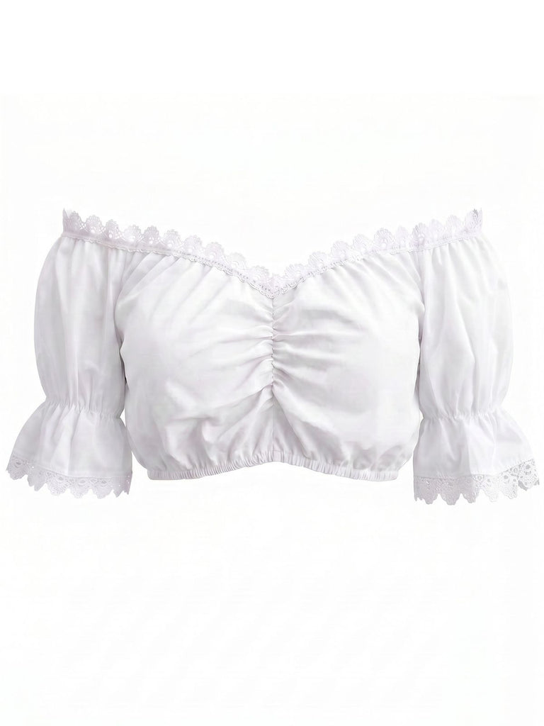 White 1950s Lace Vintage Classic Top