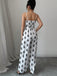 White 1950s Print Spaghetti Strap Jumpsuit, vintage romper, retro jumpsuit - perfect for women who love vintage and retro fashion