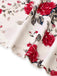 This White 1950s Rose Print Lace-Up A-Line Dress wraps her in 1950s elegance, one twirl at a time