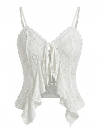 White 1950s Solid Crop Lace-Up Top, vintage top, retro blouse - perfect for women who love vintage and retro fashion