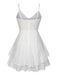 White 1950s Solid Spaghetti Straps Skirt Romper, vintage skirt, retro style - perfect for women who love vintage and retro fashion