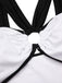 White 1950s Waist Cutout Colorblock One-Piece Swimsuit, vintage swimsuit, pin-up swimwear - perfect for women who love vintage and retro fashion