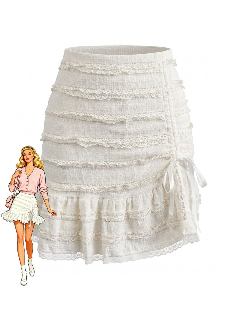 White 1960s French Ballet Solid Swing Skirts, vintage skirt, retro style - perfect for women who love vintage and retro fashion