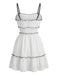 White 1960s Textured Ruffled Spaghetti Strap Mini Dress, vintage dress, retro fashion - perfect for women who love vintage and retro fashion