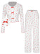 She finds her 1970s story in this White 1970s Curled Heart Bow Long Sleeve Pajamas