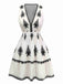 White 1970s Deep V Boho Floral Dress - vintage dress, retro fashion, pure white