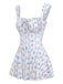 White 1970s Floral Ruffle Cap-Sleeve Square-Neck Swimdress | vintage dress, retro fashion, elegant style - perfect for retro fashion enthusiasts