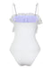 White 1970s Solid Ruffles Bandeau Swimsuit, vintage swimsuit, pin-up swimwear - perfect for women who love vintage and retro fashion
