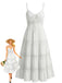 White 1970s Spaghetti Strap Boho Lace Tiered Dress - vintage dress, retro fashion, elegant style for vintage lovers