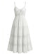 White 1970s Spaghetti Strap Boho Lace Tiered Dress: beautiful vintage dress, retro fashion, elegant style with timeless appeal