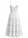 White 1970s Spaghetti Strap Boho Lace Tiered Dress - vintage dress, retro fashion, elegant style for vintage lovers