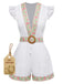 She finds her 1970s story in this White 1970s V-Neck Cotton Bohemian Embroidered Romper