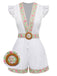 [Pre-Sale] White 1970s V-Neck Cotton Bohemian Embroidered Romper, vintage romper, retro jumpsuit - perfect for women who love vintage and retro fashion