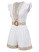 [Pre-Sale] White 1970s V-Neck Cotton Bohemian Embroidered Romper, vintage romper, retro jumpsuit - perfect for women who love vintage and retro fashion