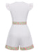 [Pre-Sale] White 1970s V-Neck Cotton Bohemian Embroidered Romper, vintage romper, retro jumpsuit - perfect for women who love vintage and retro fashion