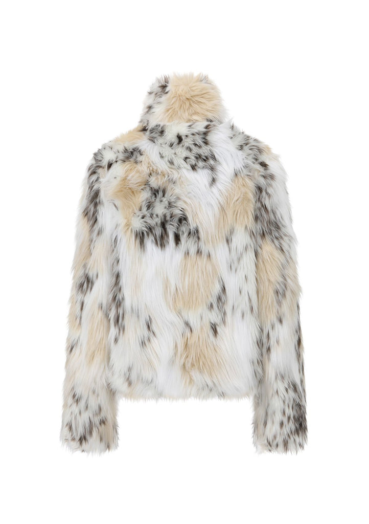 White 1980s Leopard Print Faux Fur Jacket - vintage fashion, retro style, pure white